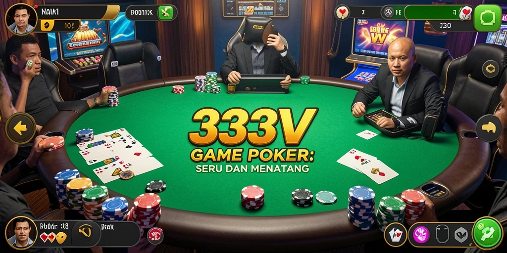 Tampilan menarik dari gameplay poker 333V yang mendebarkan.