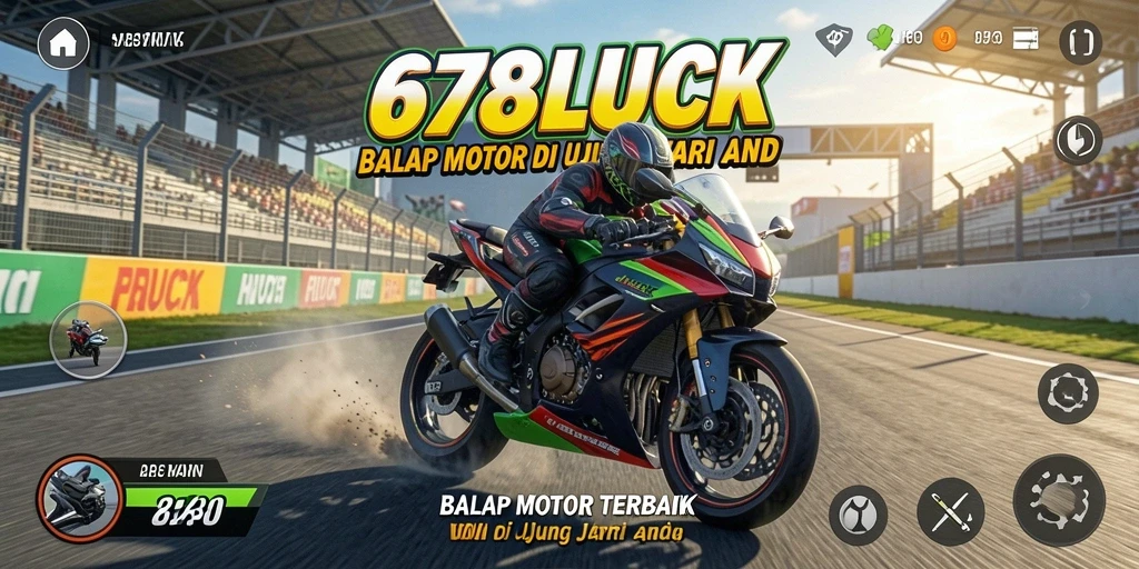 Tangkapan layar gameplay 678LUCK yang menunjukkan balapan motor yang mendebarkan.
