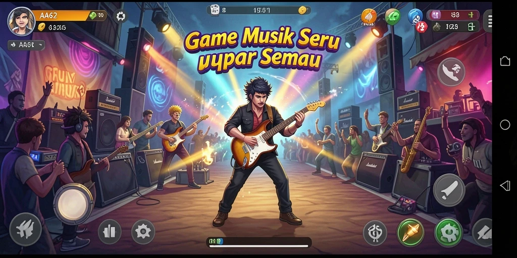 Screenshot menunjukkan gameplay seru AA62 yang menghadirkan pengalaman musik interaktif.