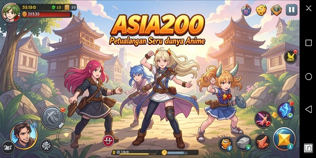 Tampilan gameplay ASIA200 yang menakjubkan dengan karakter anime yang ikonik.
