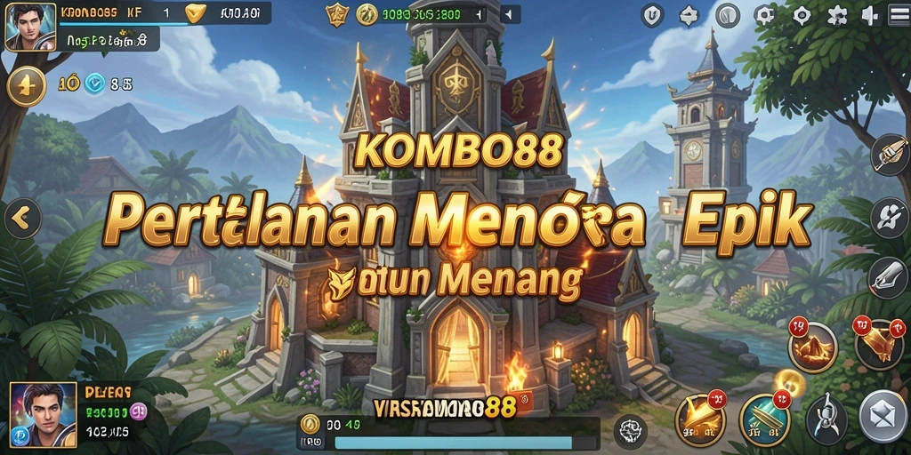Tampilan gameplay KOMBO88 saat menghadapi gelombang musuh.