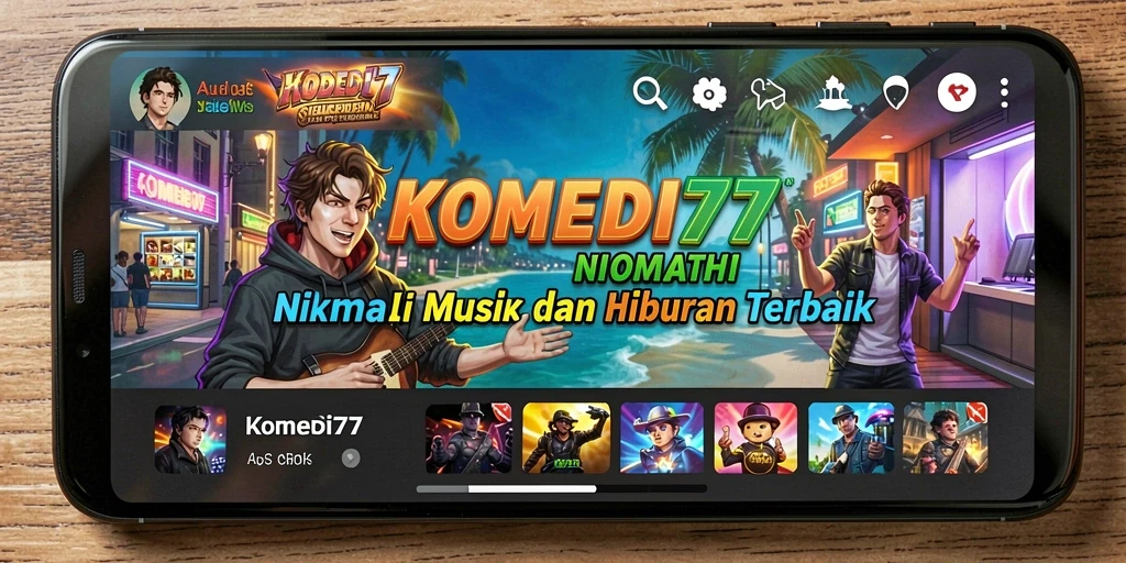 Tampilan gameplay <strong>KOMEDI77</strong> dengan interaksi musik yang seru dan menghibur.