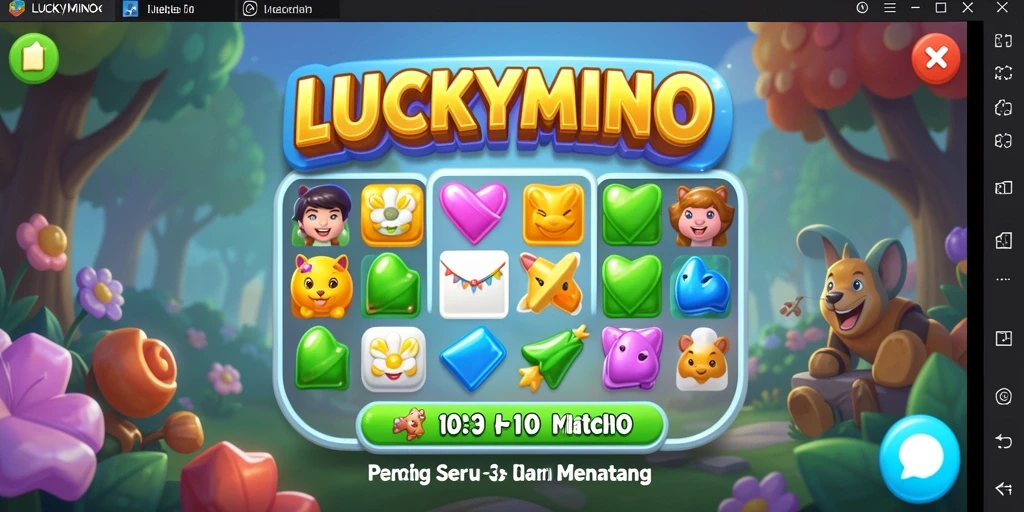 Tampilan gameplay <strong>LUCKYMINO</strong> dengan kombinasi permata yang menantang.