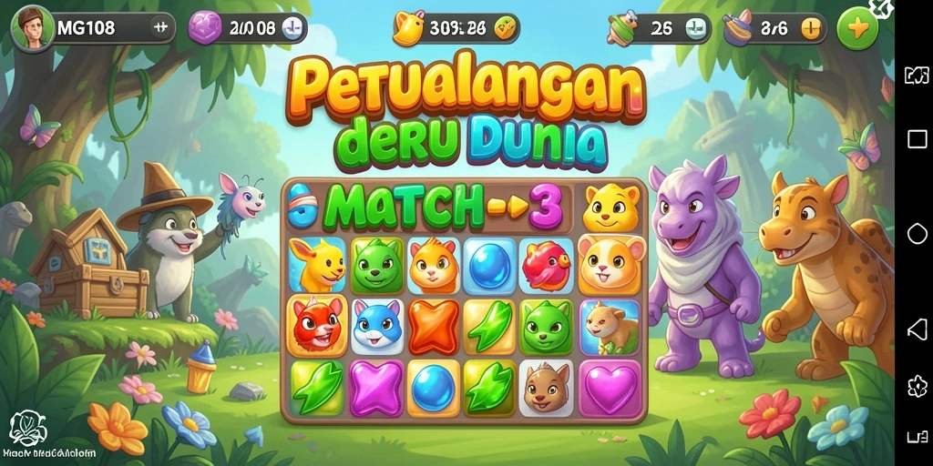 Tampilan gameplay seru dan penuh warna dari MG108.