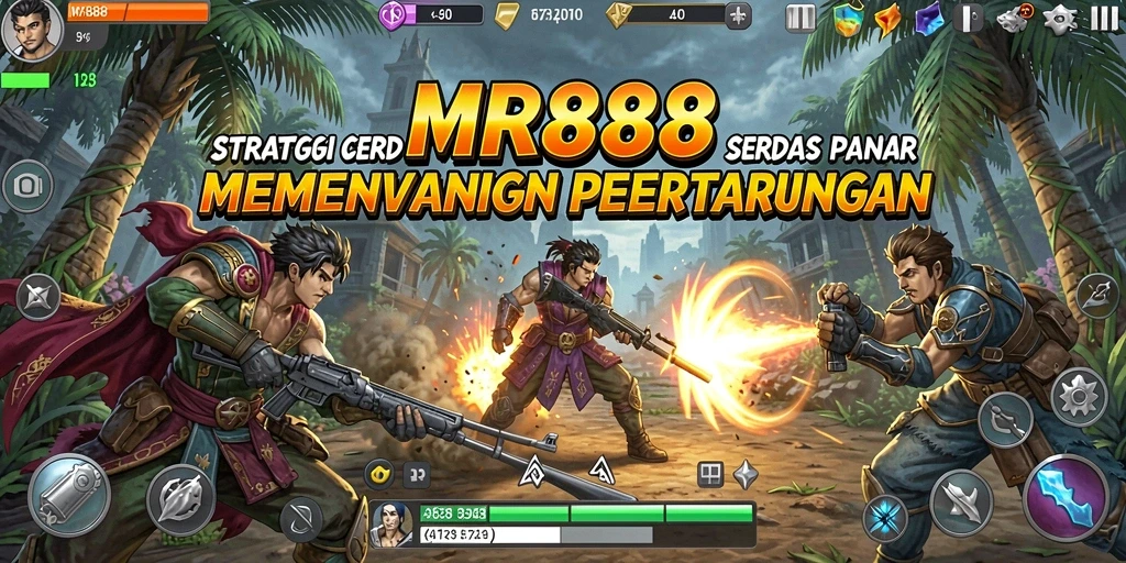Screenshot gameplay MR888 menampilkan pertempuran strategi yang intens.