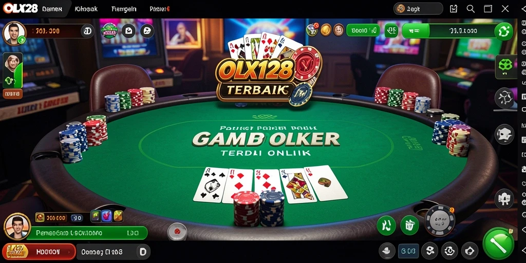Tangkapan layar gameplay OLX128 yang menampilkan keseruan permainan Poker.
