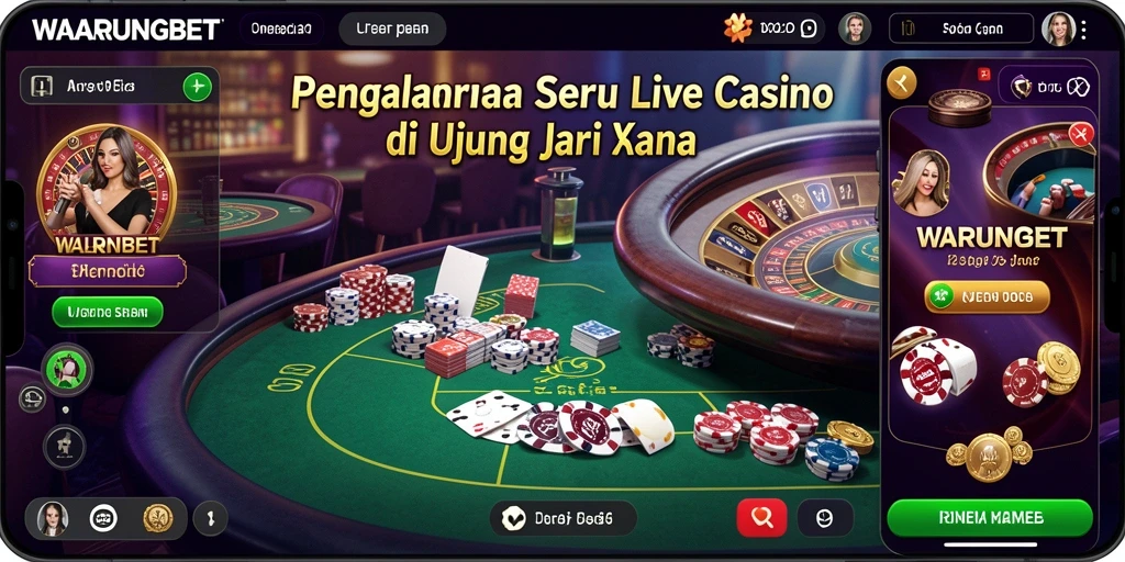 Screenshot menunjukkan dealer Live Casino di <strong>WARUNGBET</strong> yang siap menyambut pemain.